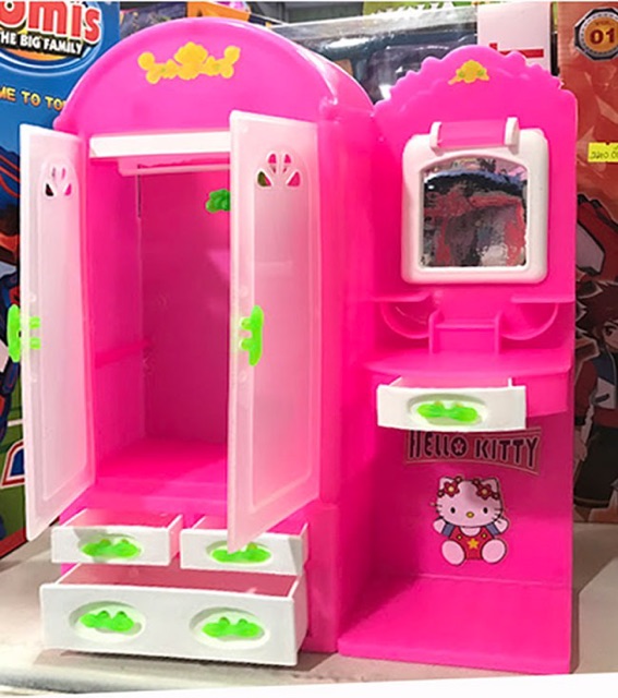 Tủ áo bàn phấn trang điểm búp bê Barbie - phụ kiện búp bê