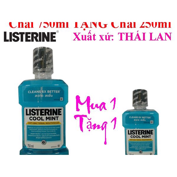 Súc miệng Listerine Cool Mint Thái Lan 750+ 250ml