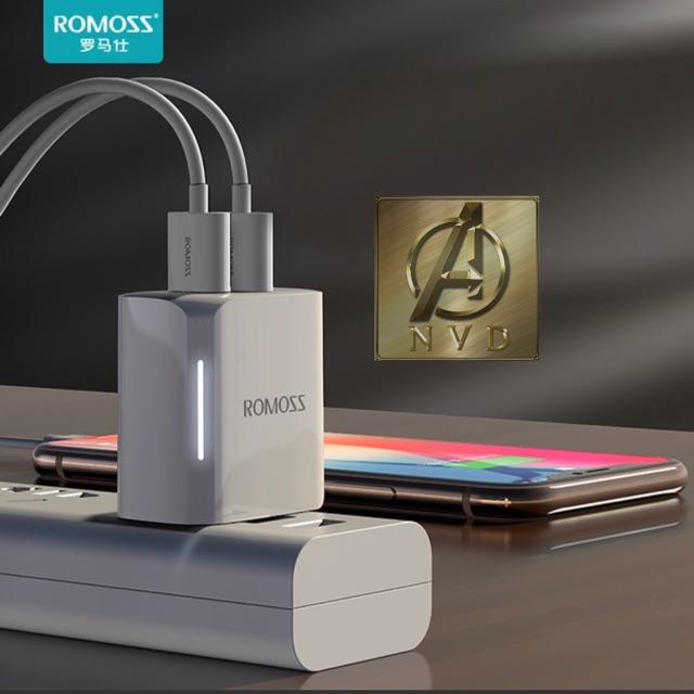 Cốc sạc hãng Romoss 10.5W 2 đầu USB hỗ trợ sạc nhanh