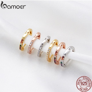 Bamoer Bông Tai bạc 925 Đính Đá Nhiều Màu Sắc Phong Cách Hàn Quốc