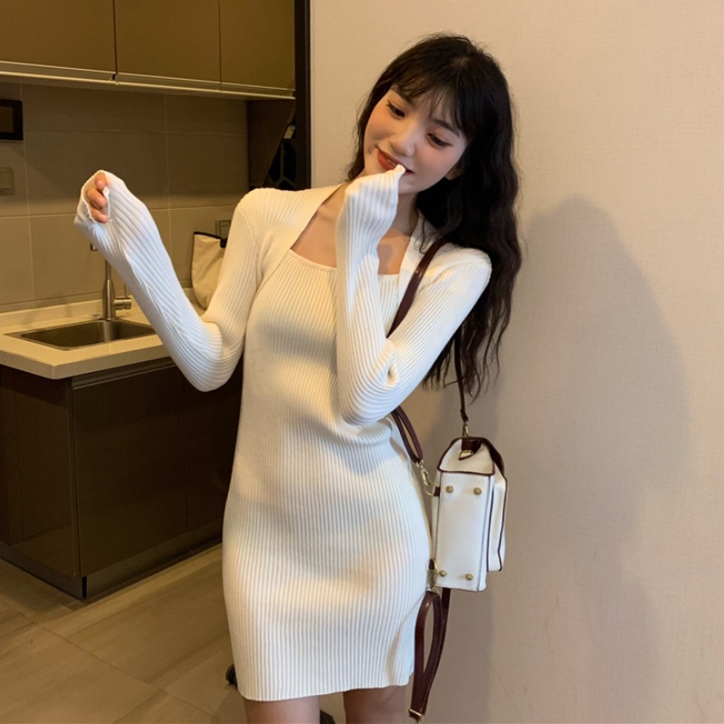 Đầm Dệt Kim Dáng Ngắn Kiểu Hàn Quốc Thời Trang Quyến Rũ Cho Nữ