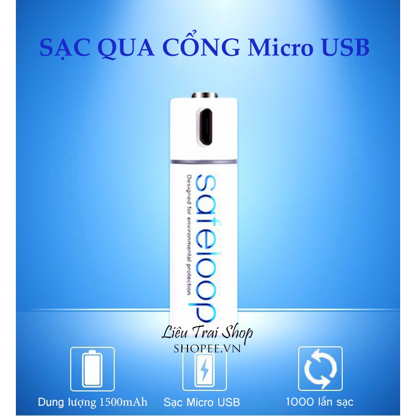 Pin sạc Lithium cổng MicroUSB 1.5V 1500mAh pin số 5 pin AA pin tiểu - Pin Số 5 safeloop