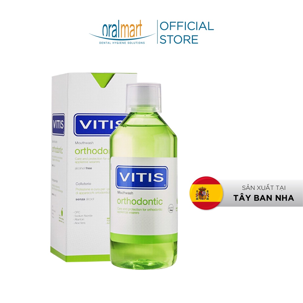 Nước súc miệng cho người chỉnh nha, niềng răng, mang khí cụ chỉnh nha Vitis Orthodontic 500ml