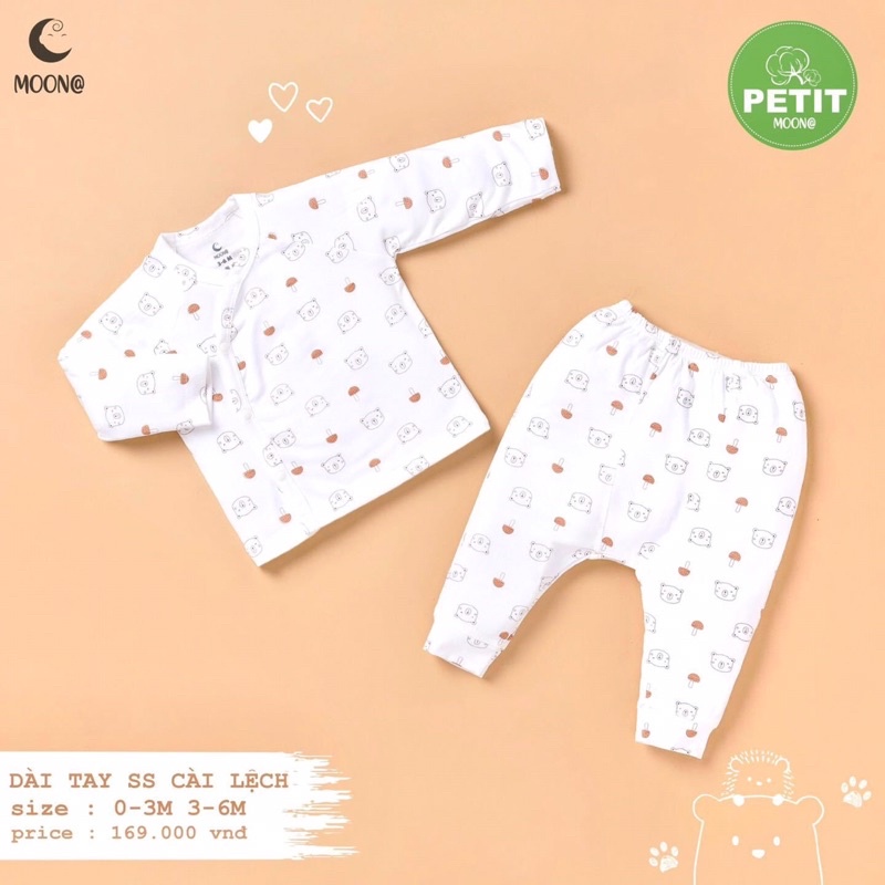 Moon - Bộ sơ sinh cài chéo hoạ tiết siêu xinh chất petit, Suzy baby
