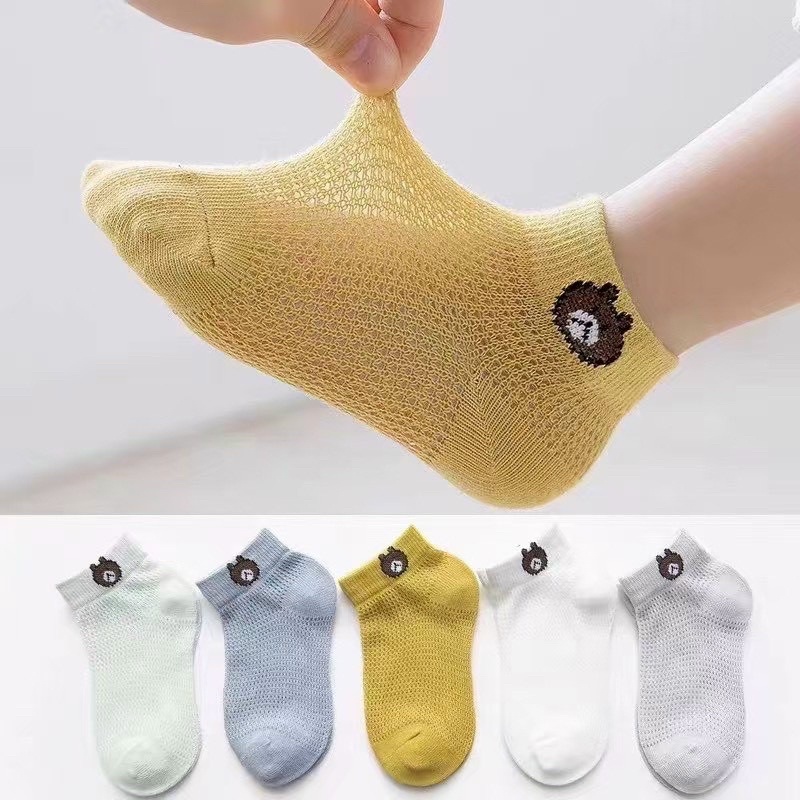 Sét 5 đôi tất lưới hình gấu cho bé