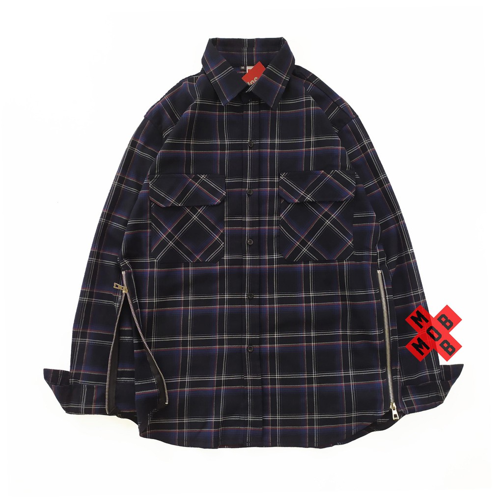 Áo Sơ Mi Form Rộng Flannel Side Zipper (Hình tự chụp 100%) | BigBuy360 - bigbuy360.vn