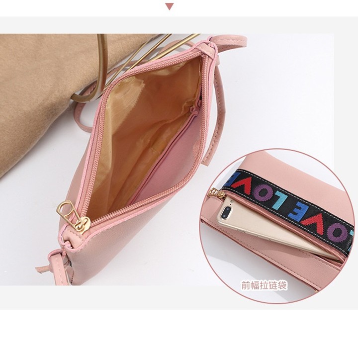 Túi đeo chéo love mini 2 ngăn a034