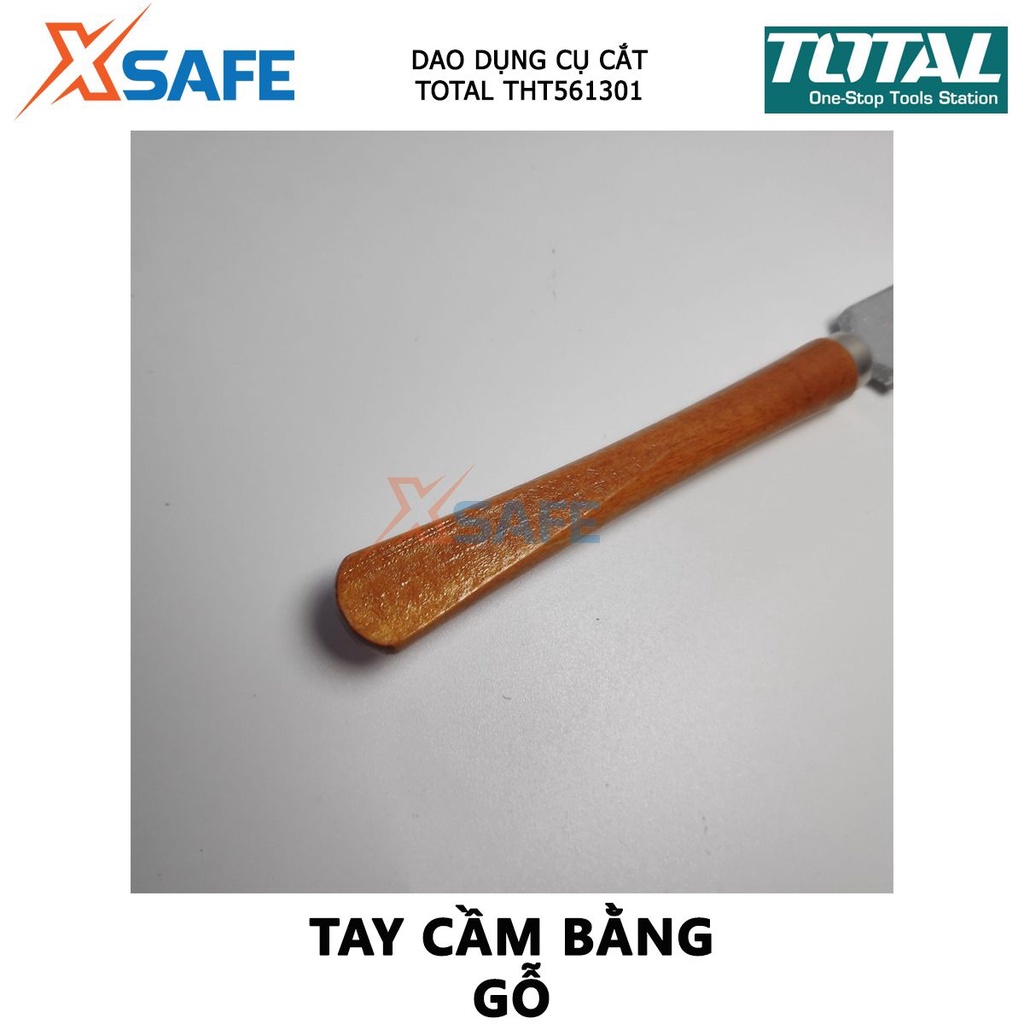 Dao cắt kiếng TOTAL THT561301 | dụng cụ bẻ kính Tay cầm bằng gỗ, Lưỡi cắt kính có 6 bánh cắt, Chiều dài: 130mm