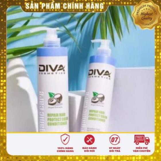 Dầu gội collagen phục hồi kiềm dầu sạch gàu mềm mượt tóc hư tổn khô sơ cặp gội xả Diva Xanh chính hãng 500ml – 750ml