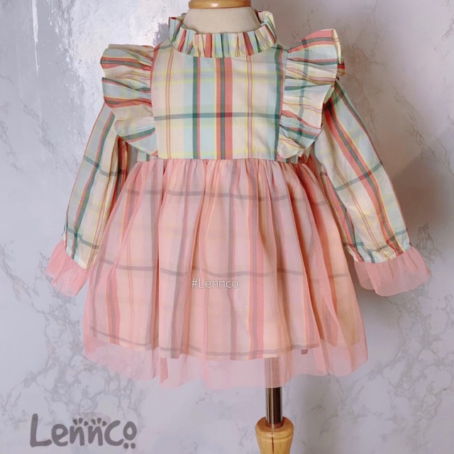 Váy kẻ tutu hồng Lennco