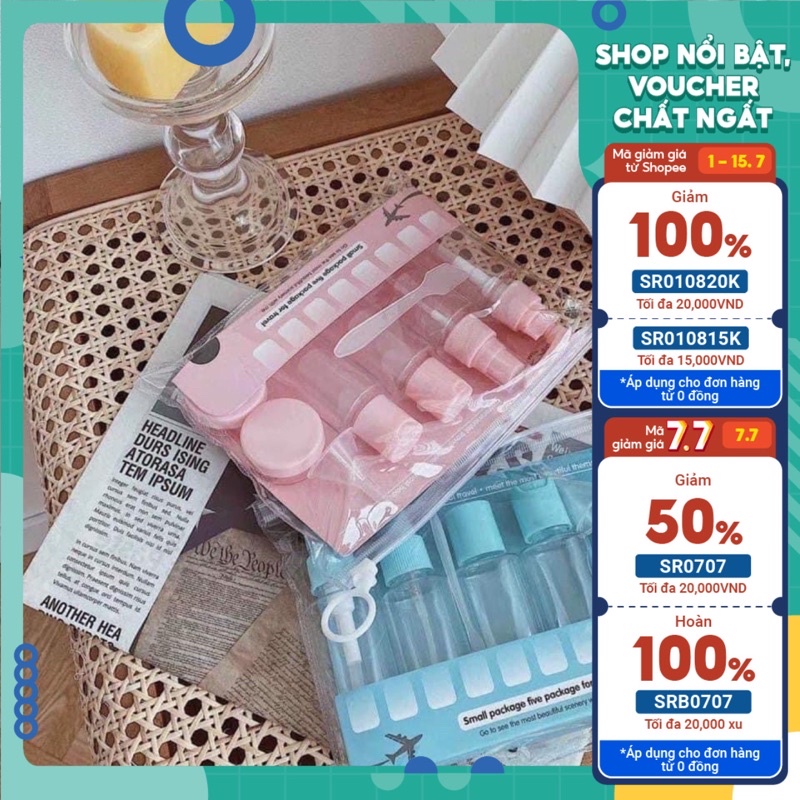 BỘ CHIẾT MỸ PHẨM MINI 7 MÓN KÈM TÚI ZIP NCCC
