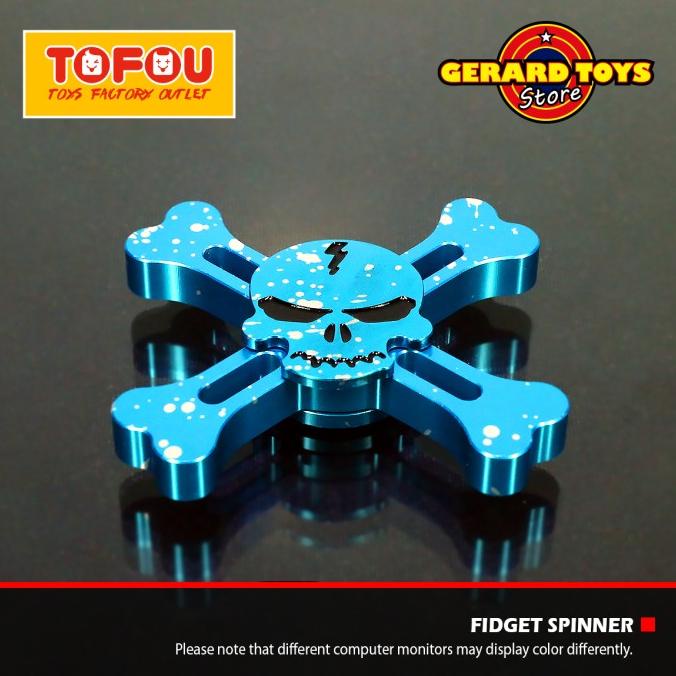 Con Quay Đồ Chơi FIDGET SPINNER ISENG Iron SKULL MOZAIC BLUE Nice 0106