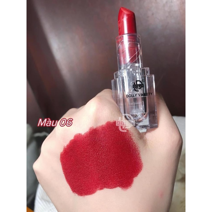 Son THỎI SÁP DOLLY dòng kem lì siêu mềm mịn, không chì, không trôi MÀU Đỏ đô