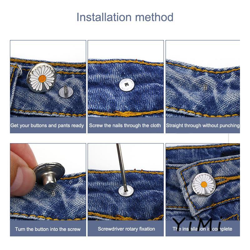 Nút Quần Jeans Bằng Kim Loại Có Thể Điều Chỉnh Tiện Dụng