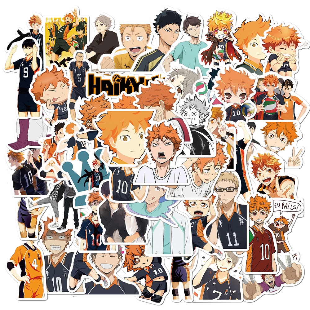 Sticker Set 52 Nhãn Dán Trang Trí Chống Thấm Nước Kiểu Hoạt Hình Haikyuu