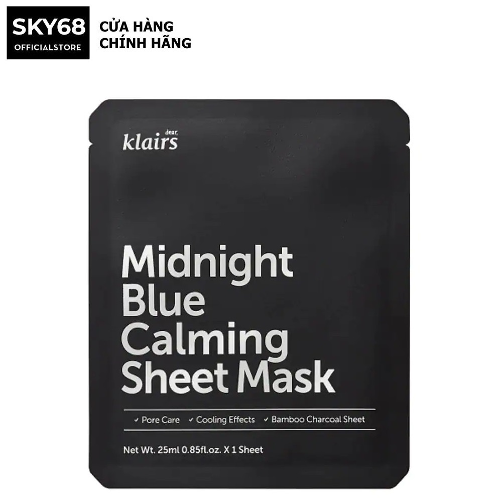 Mặt Nạ Giúp Làm Dịu, Phục Hồi Da Klairs Midnight Blue Calming Sheet Mask 25ml