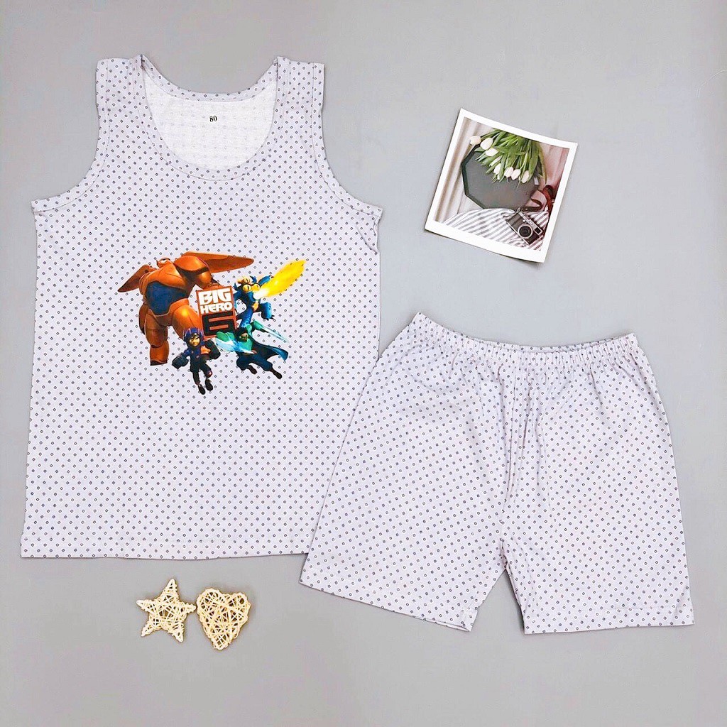 Đồ bộ bé trai, bộ ba lỗ cho bé chất thun cotton, nhiều màu, size 75 - 85 - SUNKIDS