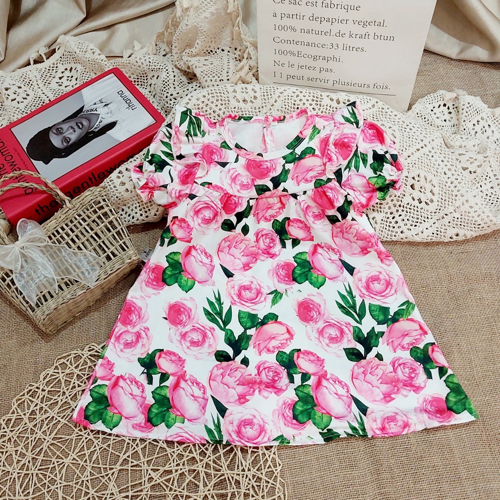 (8-33kg) Váy cho bé Đầm bé gái hoa hồng sang chảnh TTR58 TTN59