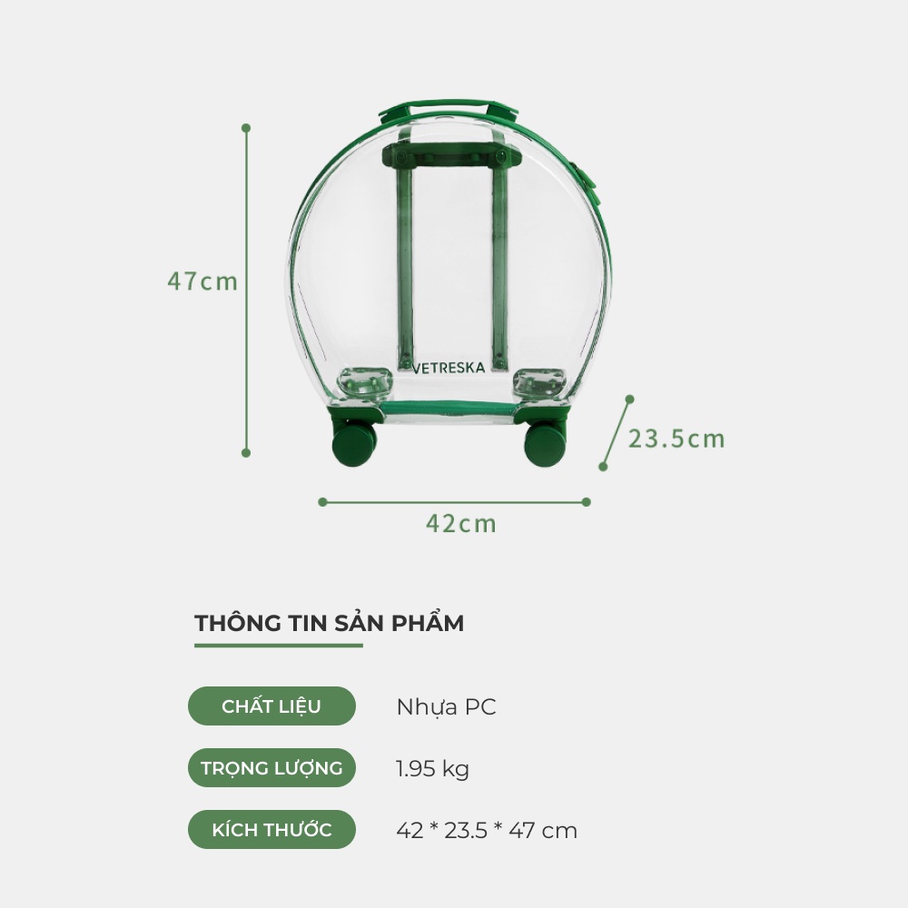 Vali đẩy cho mèo trong suốt cao cấp BECHON VALI115