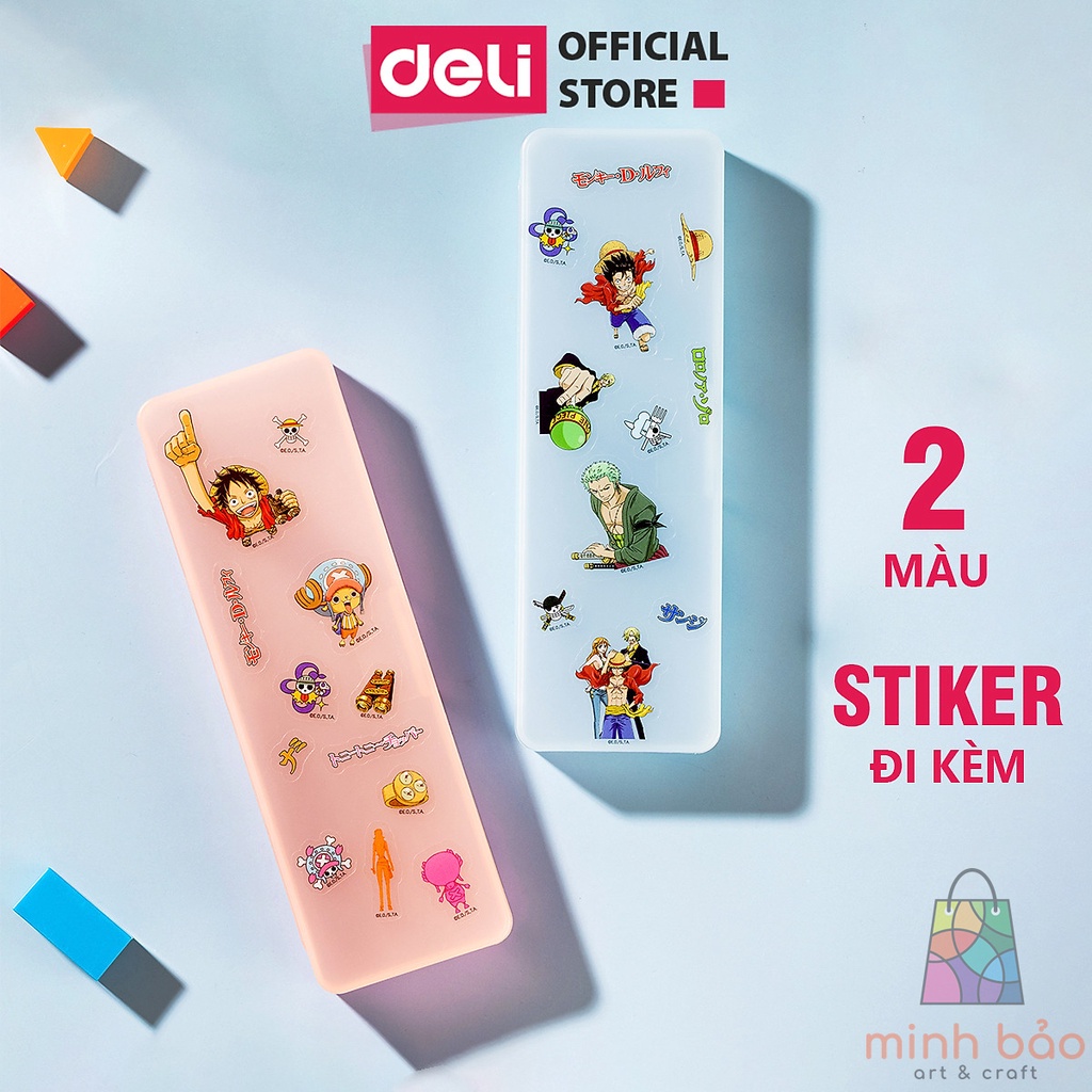 HỘP ĐỰNG BÚT ĐỒ DÙNG CÁ NHÂN DELI ONE PIECE - CHẤT LIỆU NHỰA TRONG SUỐT - MÀU NGẪU NHIÊN - KÈM STICKER - EH901