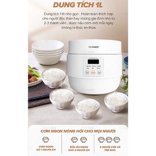Nồi Cơm Điện Sharp KS-COM100DV-WH 1L (Hẹn Giờ, Mâm Nhiệt 3D, 6 Chức Năng Nấu)