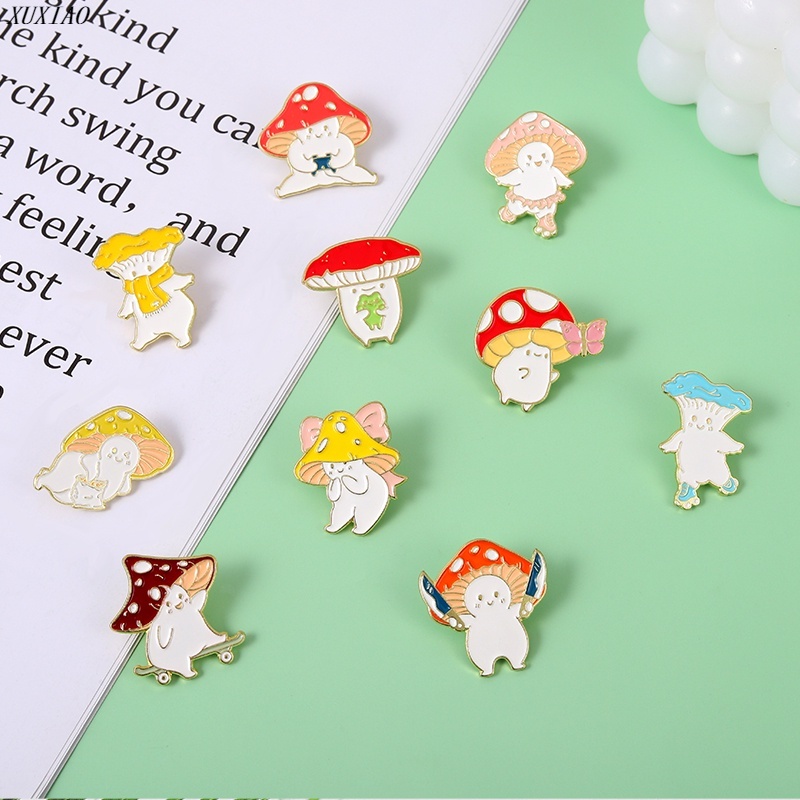 Ghim Cài Áo Hình Cây Nấm Trượt Ván 10 Kiểu Dáng Dễ Thương Làm Quà Tặng Cho Bạn Bè