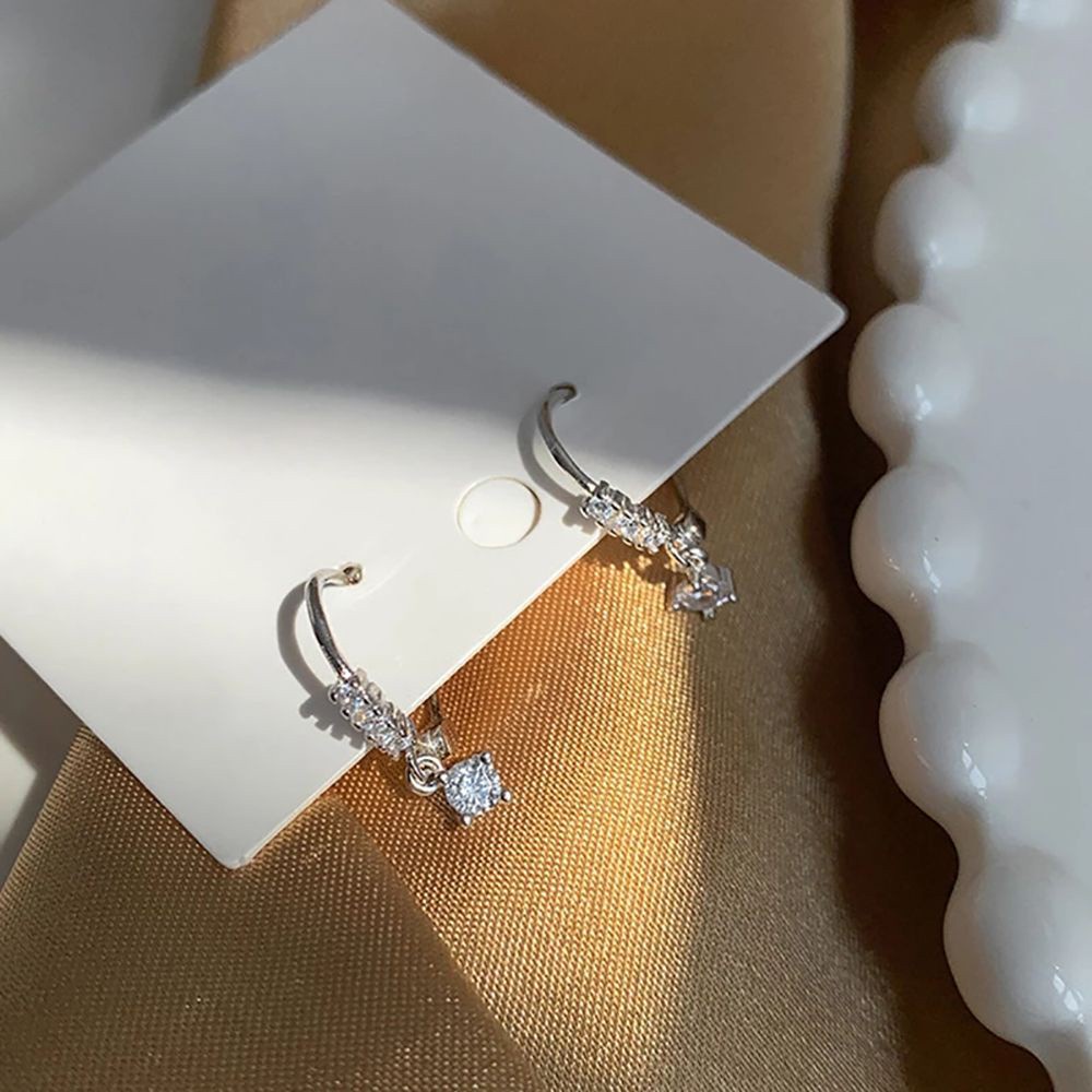 Khuyên Tai Tròn Nhỏ Bằng Hợp Kim Đính Đá Zircon Nhiều Màu Dễ Thương Cho Nữ