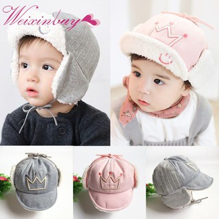 Nón len phối lông chụp tai giữ ấm cho bé