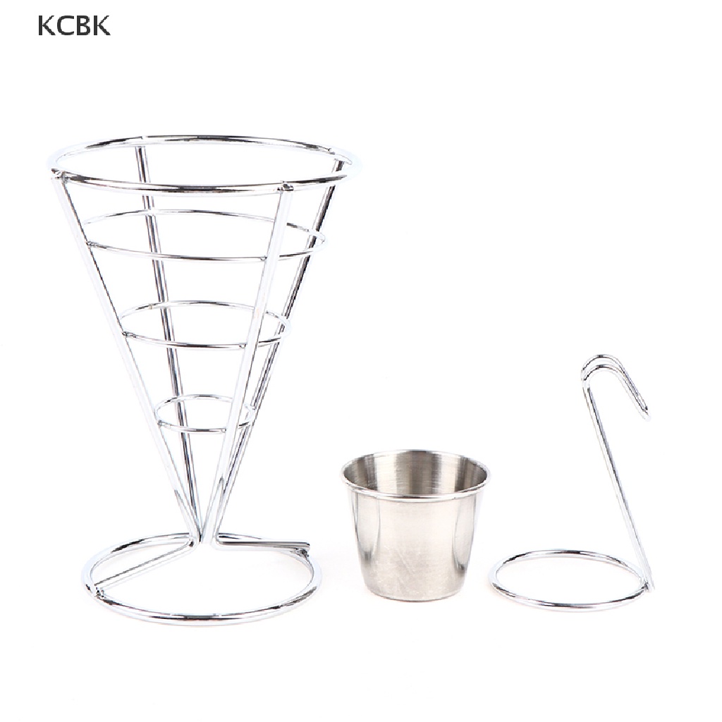 KC Stainless steel French Fry Stand Cone Basket Holder for Fries Fish and Chips BK