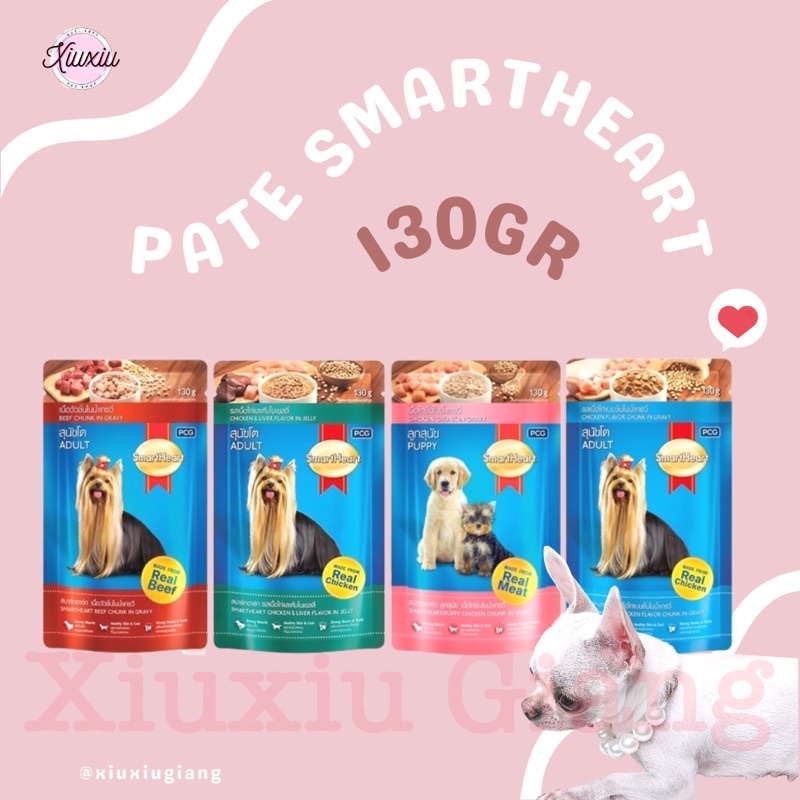 Pate Cho Chó Nhỏ Và Chó Trưởng Thành SmartHeart Gói 130Gr Xiuxiu Giang