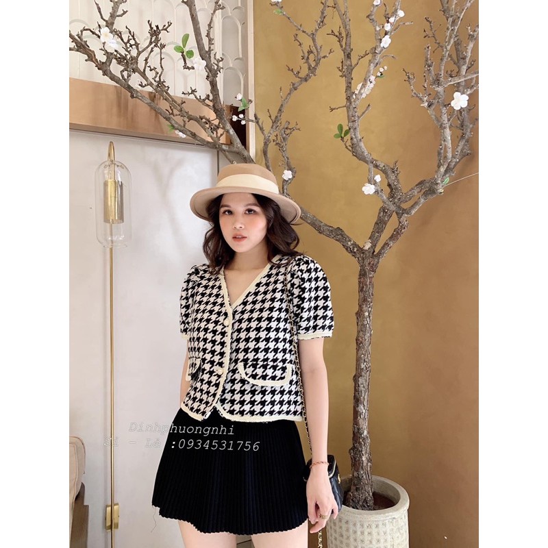 [Freeship Mặc Là Xinh] Áo Dạ Kẻ Ziczac Khuy Ngọc, Áo Dạ Viện 2 Lớp Tay Cộc ( có ảnh thật+video) | BigBuy360 - bigbuy360.vn