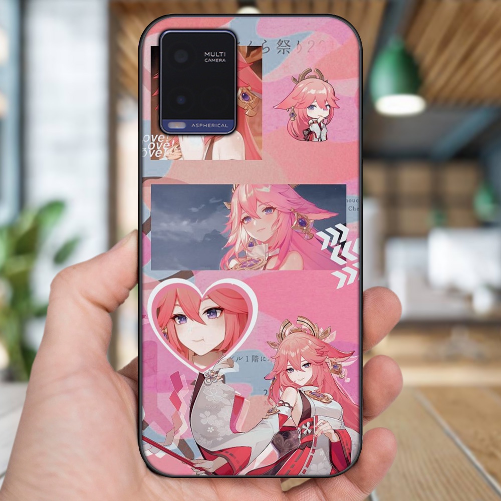 Ốp lưng Vivo Y21 viền đen in hình Yae Miko Genshin Impact