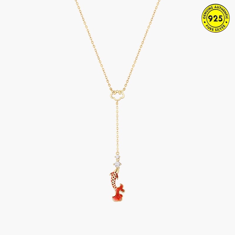 Ruyi Koi Set Vòng cổ vòng tay bông tai màu đỏ mặt hình đám mây đẹp mắt