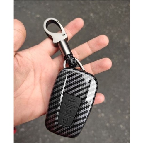Bao chìa khóa, bọc, ốp chìa khóa carbon xe Toyota Cross 2020- 2023, Camry 2019- 2023, Altis 2022- 2023 - kèm móc khóa