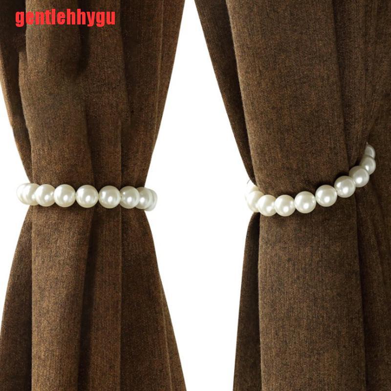 [gentlehhygu]2pcs ABS Pearl Curtain Bandage Tieback With Magnet Decorative Curtain Buckle