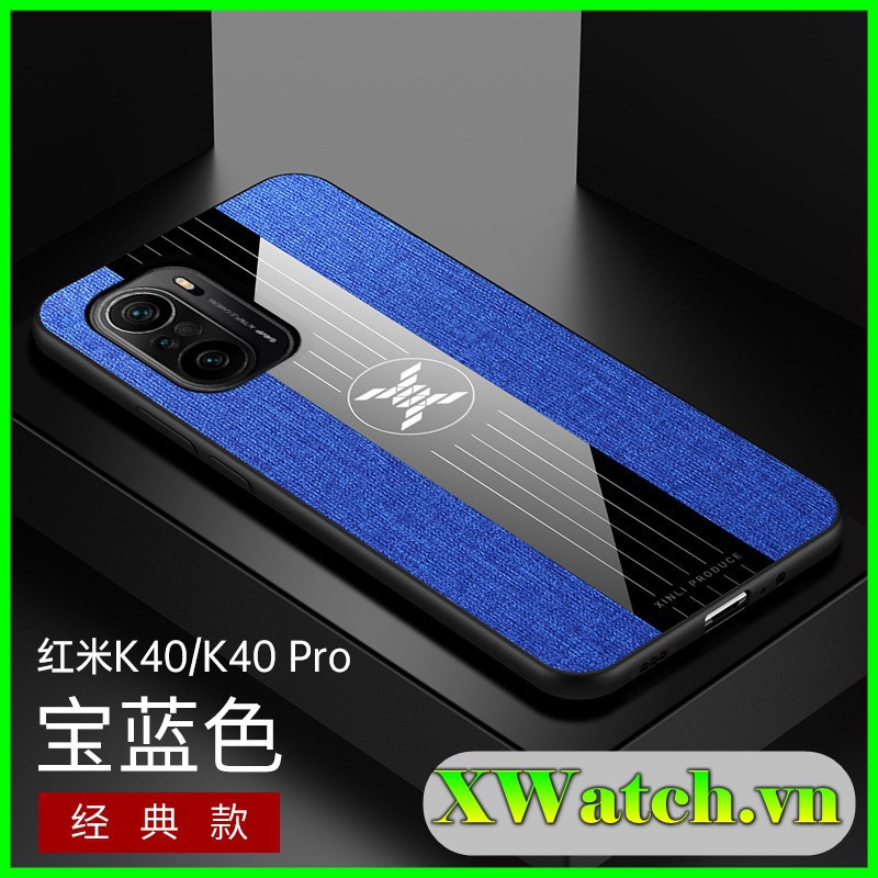 Ốp lưng vải jean Xiaomi Redmi K40 / K40 Pro / Mi 11 họa tiết kẻ sọc cao cấp