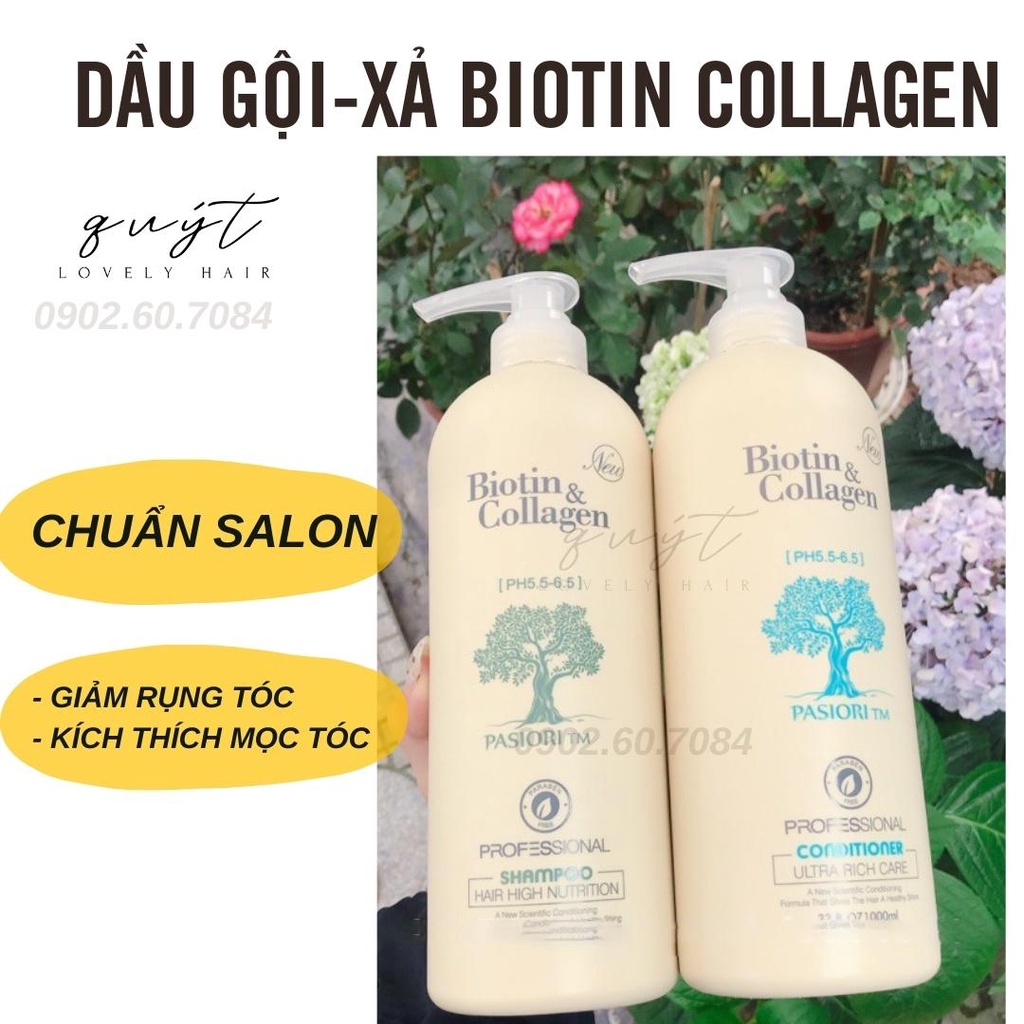 DẦU GỘI XẢ BIOTIN COLLAGEN (TRẮNG) PHỤC HỒI CHỐNG RỤNG TÓC KÍCH THÍCH MỌC TÓC 1000ML