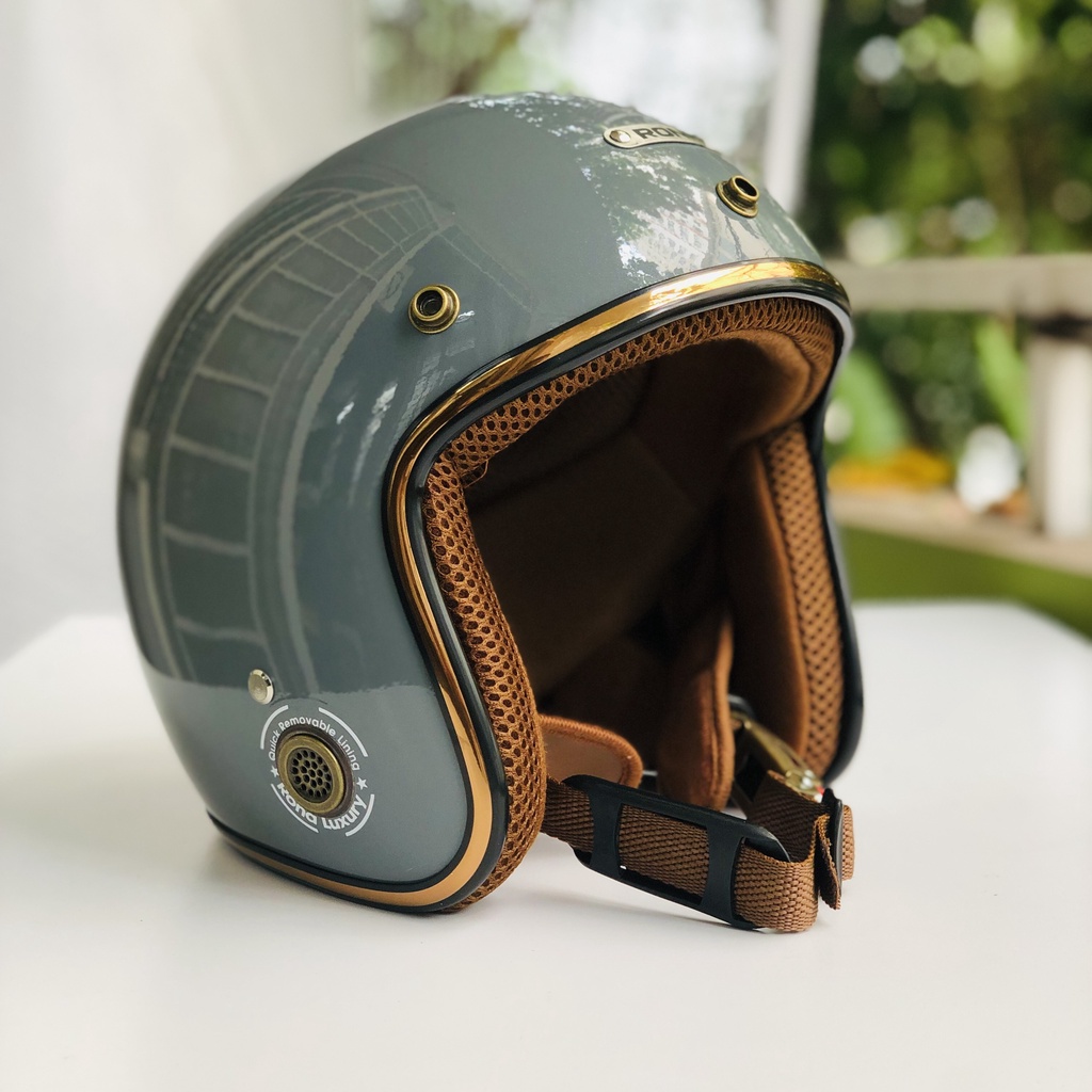 Mũ bảo hiểm 3/4 RONA màu xám ximang bóng chính hãng, bảo hành 12 tháng, freeship toàn quốc