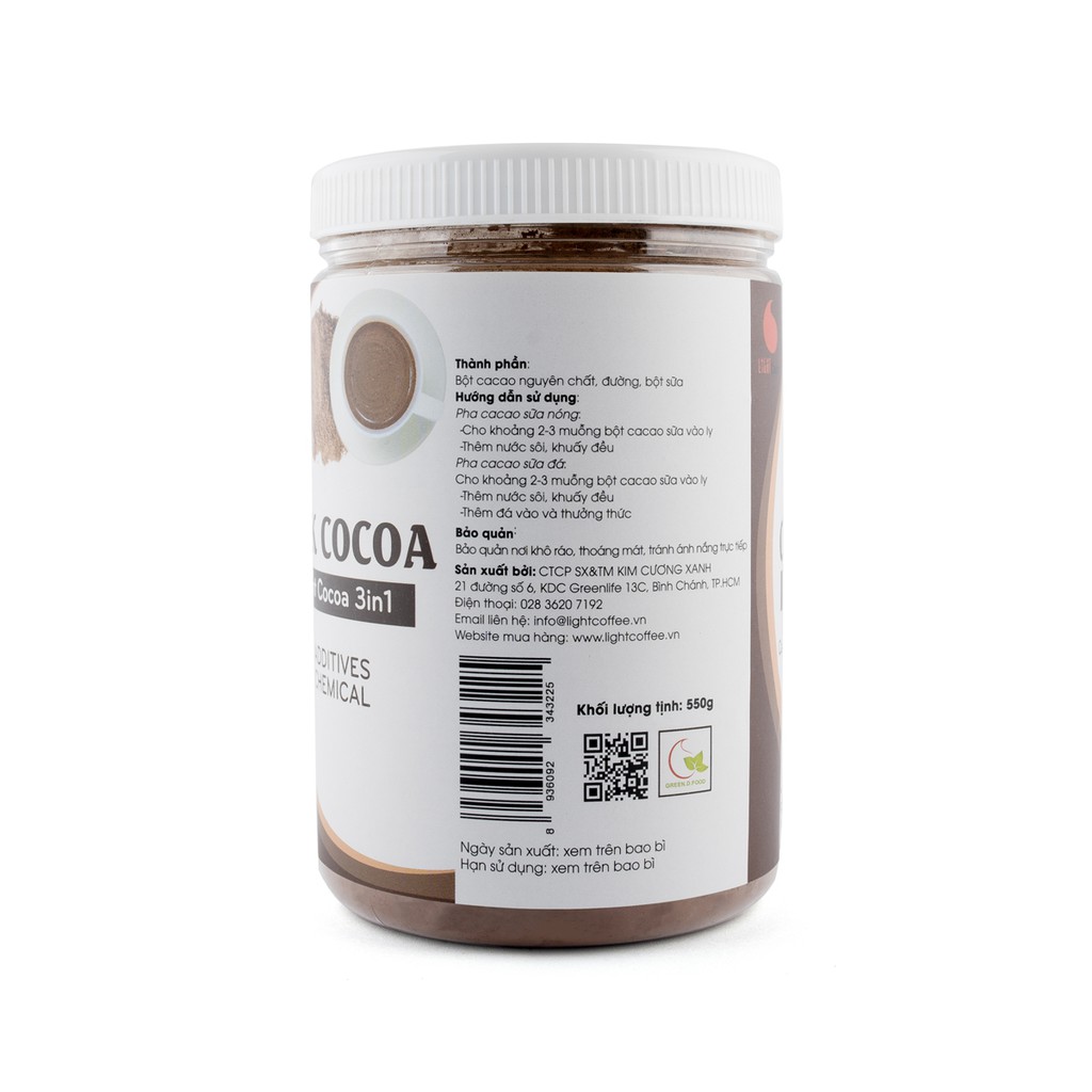Cacao sữa 3in1 thơm ngon, tiện lợi Light Coffee - hũ 550g | BigBuy360 - bigbuy360.vn
