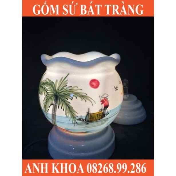 Đèn xông tinh dầu cao 15cm size to - Gốm sứ Bát Tràng Anh Khoa