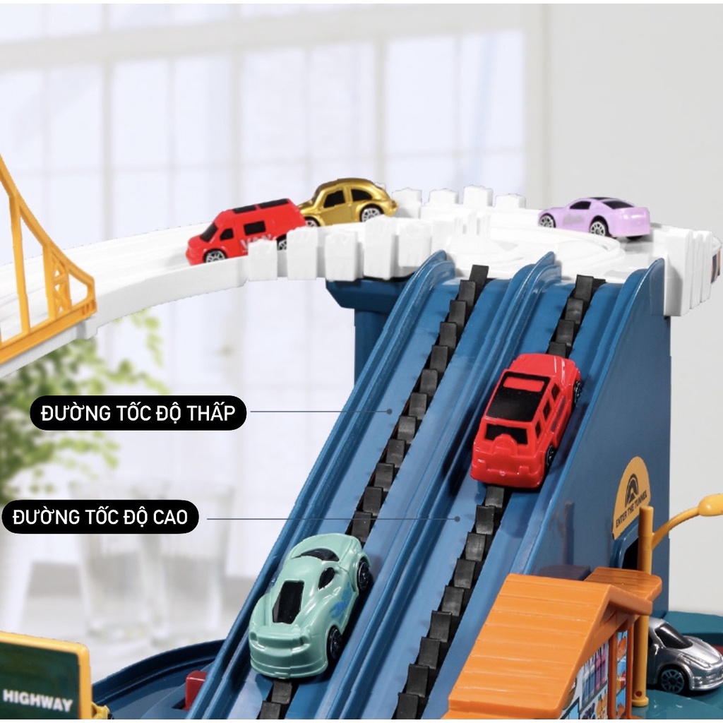 [ĐỒ CHƠI TRÍ TUỆ] Bộ đồ chơi Đường cao tốc ô tô cho bé - Tặng kèm xe + pin Master Kids