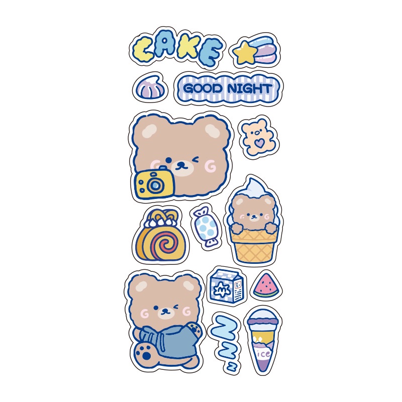Sticker PET Trong Suốt Dán Bình Nước Hình Động Vật Hoạt Hình Dễ Thương
