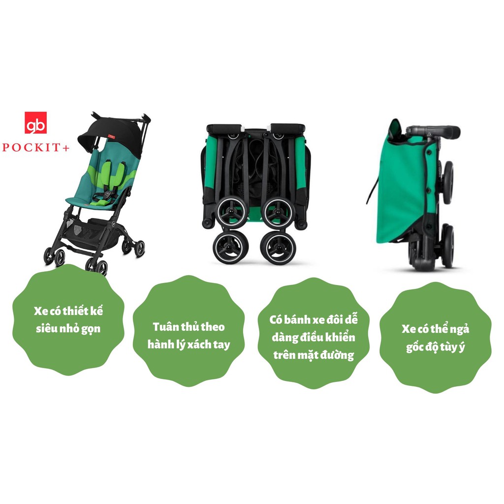Xe đẩy GB Pockit Plus All Terrain - Xanh Ngọc