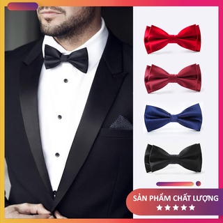 Nơ đeo cổ nam nhiều màu cho chú rể, bê lễ, tiệc cưới, bồi bàn, bưng bê hoa quả (Vải trơn dài 11cm, rộng 5,5cm)
