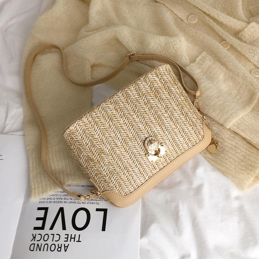 Túi Cói Đeo Vai Bằng Da PU Phong Cách Boho Thời Trang Cho Nữ
