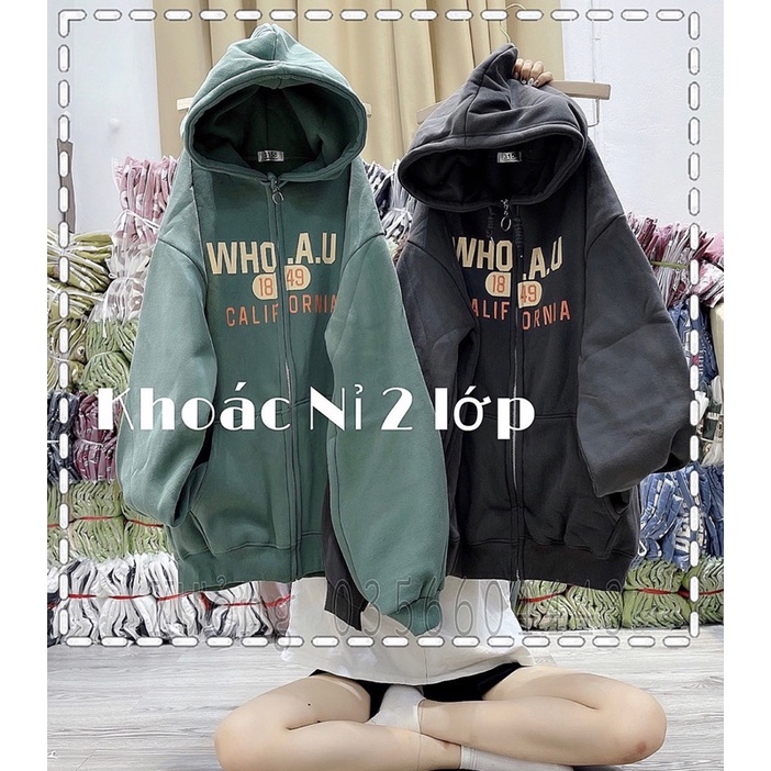 Áo Khoác Nỉ Mũ Hoodie Kéo Khoá In Chữ WHO Unisex [FREESHIP]Jacket From Rộng Chất Nỉ Ngoại Nam Nữ