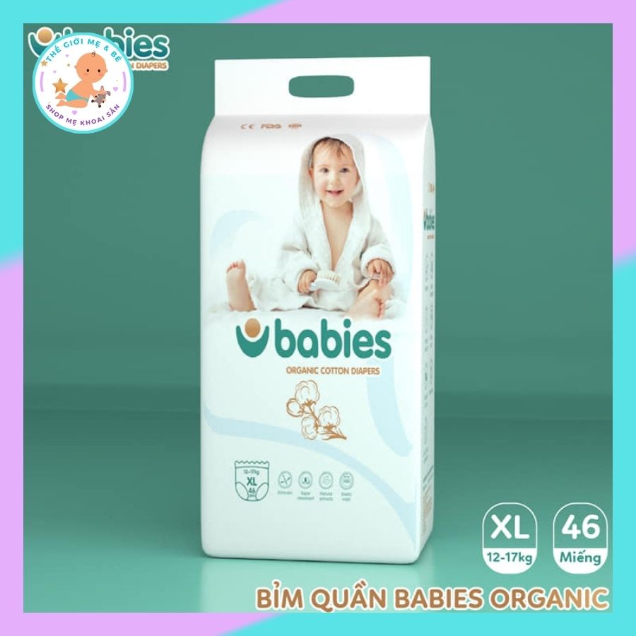 COMBO 2 BỊCH TẶNG 1 QUÀ Tã Bỉm BABIES ORGANIC an toàn cho bé Dán S66/M56/L46 Quần M54/L50/XL46/XXL40]