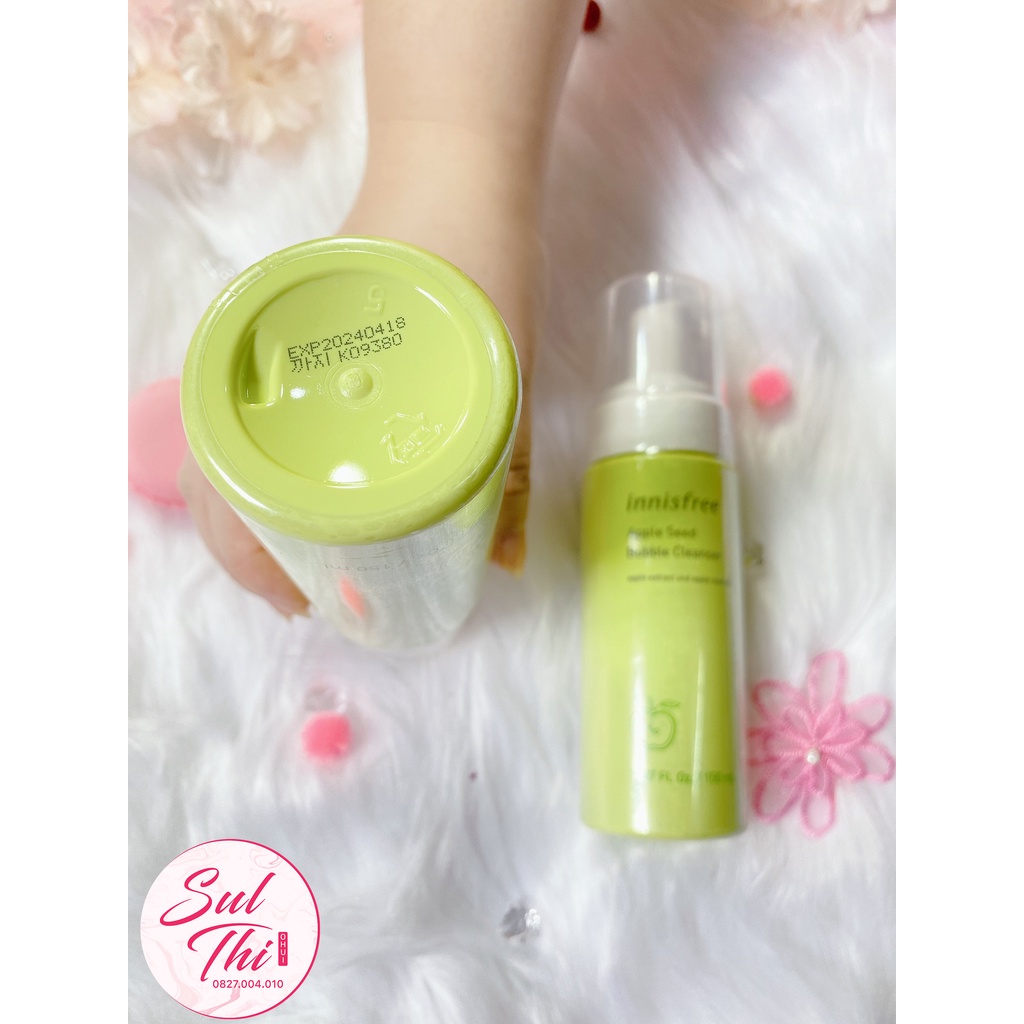 Sữa rửa mặt táo xanh tạo bọt sẵn innisfree Apple Seed Bubble Cleanser 150ml