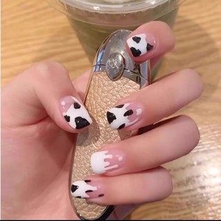 Nail giả hoạ tiết bò sữa cute - Đô Ly - A164