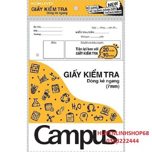 1 TÚI GỒM 20 TỜ ĐÔI 10 TỜ ĐƠN giấy kiểm tra cấp 2 campus đẹp loại 1